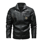 Men's Lapel Zipper Biker Leather Jacket 94969230Z