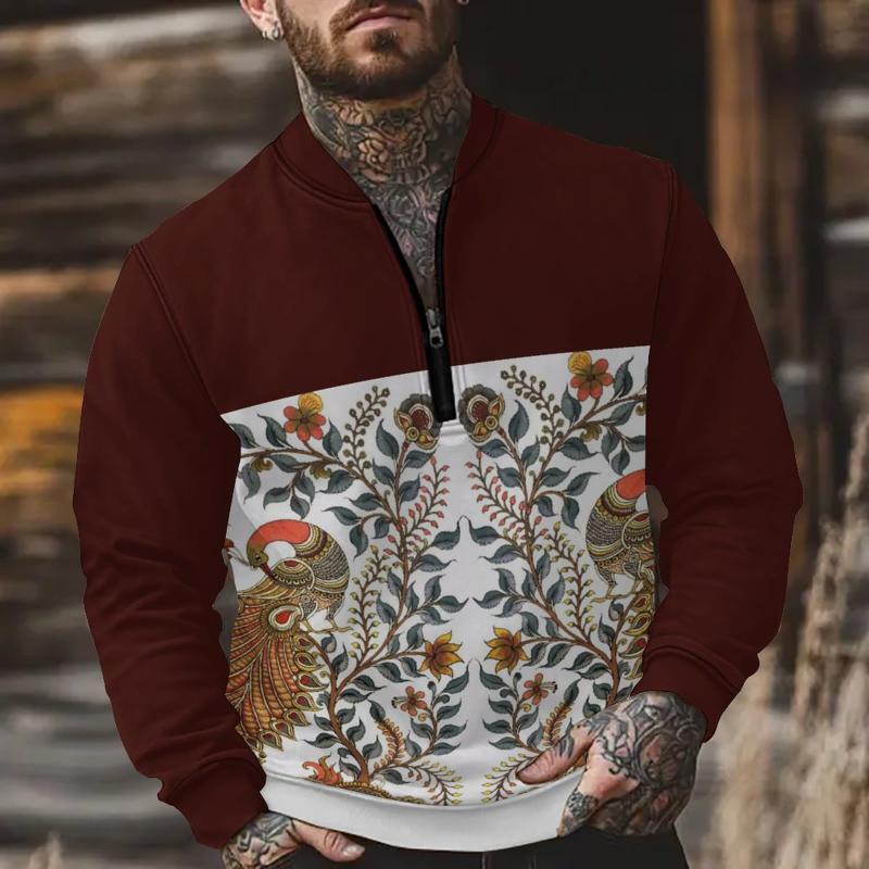 Men's Loose Zipper Printed Sweatshirt 39194548X