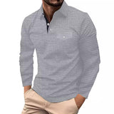 Men's Retro Casual Solid Color Small Checkered Long Sleeve T-shirt 93680118TO