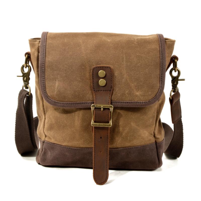 Men's Vintage Outdoor Canvas Colorblock Shoulder Bag 22221192Y