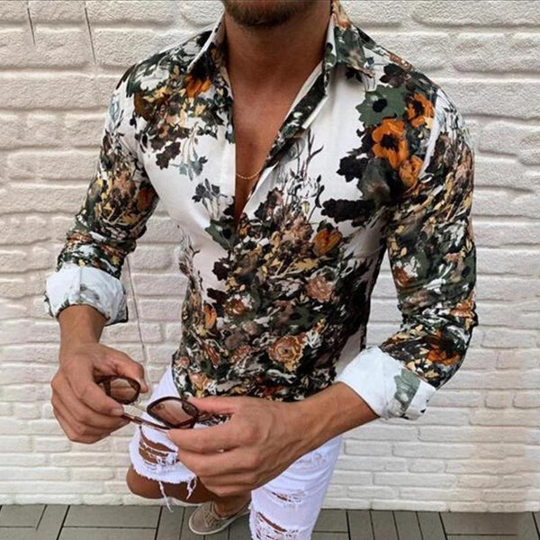 Men's Retro Casual Printed Long Sleeve Shirt 05540648TO