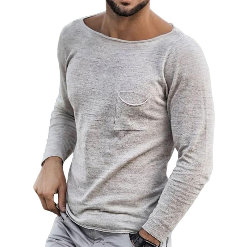 Men's Casual Round Neck Long Sleeve T-shirt 62217331U