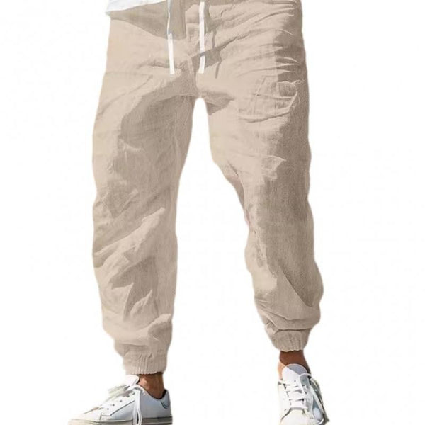 Men's Casual Cotton Linen Breathable Elastic Waist Loose Pants 75294009M