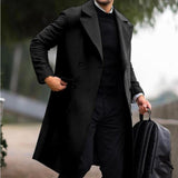 Men's Solid Lapel Double Breasted Mid-length Coat 18201399Z