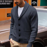 Men's Solid Color Casual Long Sleeve Lapel Knitted Cardigan 92167275X