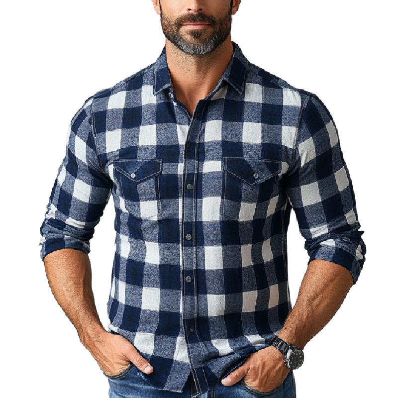 Men's Classic Casual Slim Fit Check Long Sleeve Shirt 24809991K