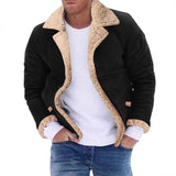 Men's Casual Lambwool Thick Warm Lapel Zipper Coat 02276329M