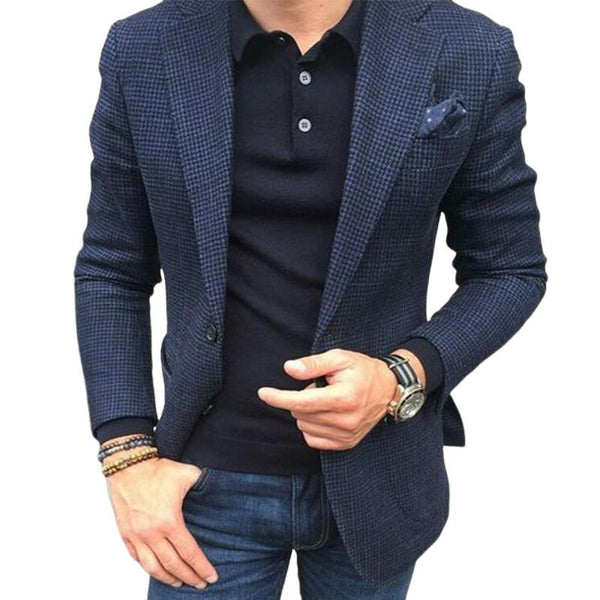 Men's Vintage Casual Houndstooth Pocket Blazer 42911917TO