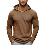 Men's Casual Slim Fit Hooded V-Neck Long Sleeve T-Shirt 00809307K