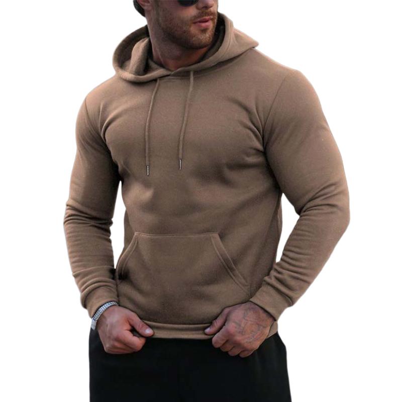 Men's Classic Casual Fit Terry Pocket Long Sleeve Hoodie 48288557K