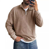 Men's Solid Color Lapel Zipper Sweatshirt 52317136Y