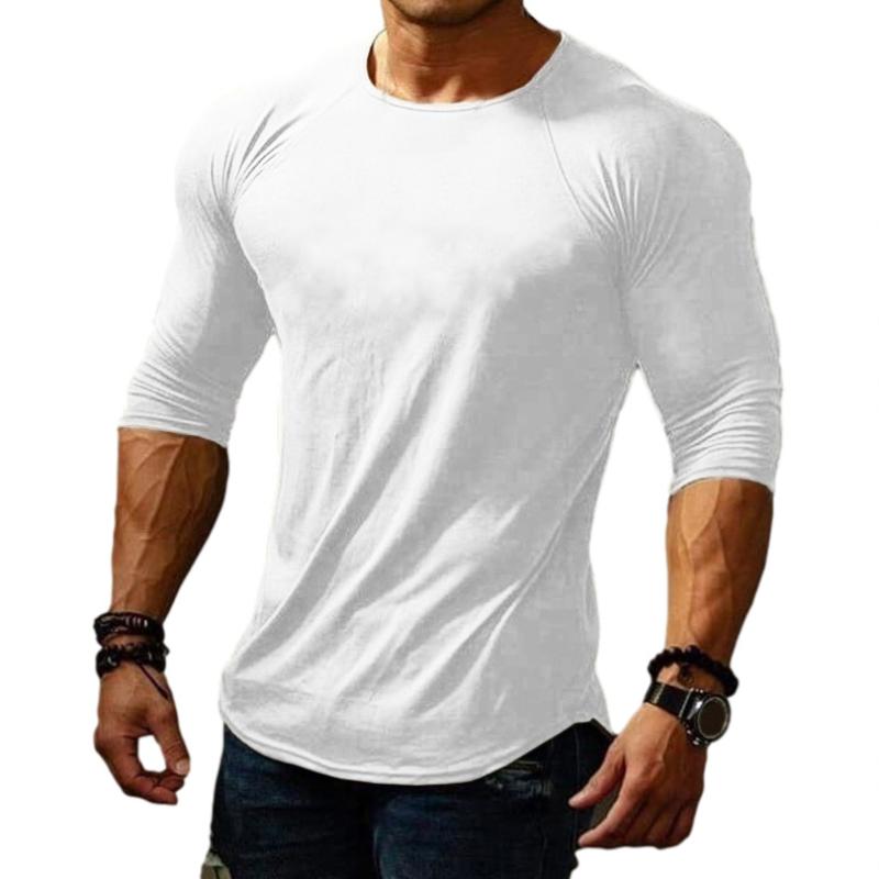 Men's Casual Cotton Blended Round Neck Long Sleeve Slim Fit T-Shirt 24099894M