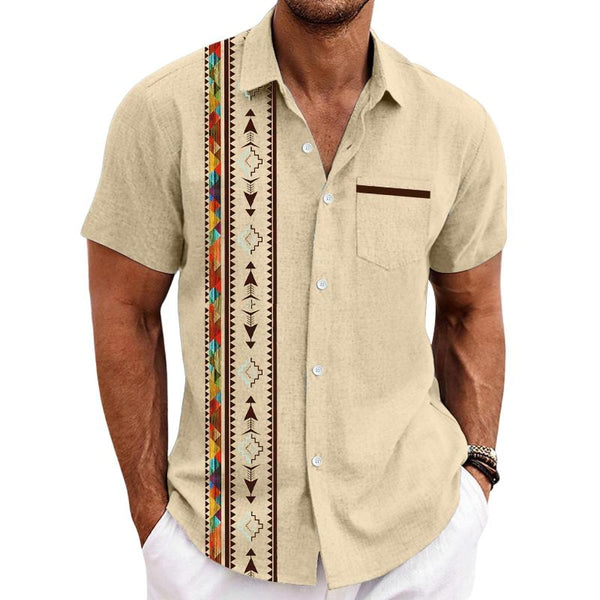 Men's Ethnic Print Short-Sleeved Shirt 65581368Y