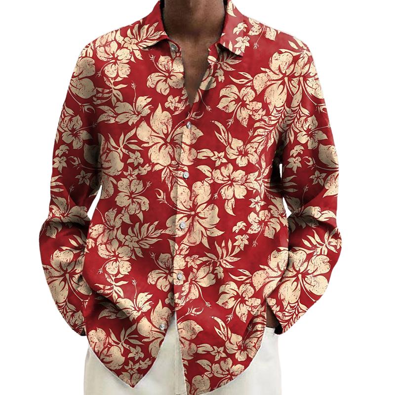 Men's Floral Print Long Sleeve Shirt 16928831U