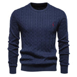 Men's Deer Embroidery Solid Color Crew Neck Sweater 48611583Y