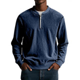 Men's Casual Solid Color Half Zip Loose Pullover Sweatshirt 90756886M