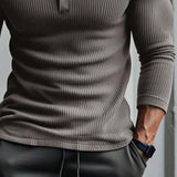 Men's Retro Classic Slim Fit Button Knit Long Sleeve Bottoming T-Shirt 79221941K