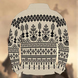 Men's Geometric Festival Print Stand Collar Long Sleeve T-Shirt 31557106X