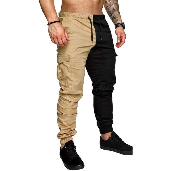 Men's Colorblock Elastic Waist Multi-pocket Cargo Pants 33725855Z