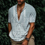 Men's Cuban Collar Hawaiian Print Short Sleeve Shirt 29411342Z