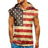 Men's Flag Printed Sports Sleeveless Hooded Tank Top 38232851Y