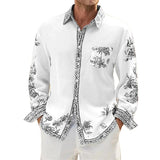 Men's Casual Hawaiian Print Long Sleeve Shirt 01869950X