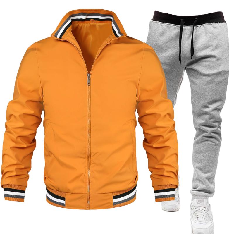 Men's Casual Sports Jacket and Trousers Two-piece Set 04731620F