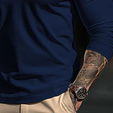 Men's Solid Lapel Long Sleeve Casual Polo Shirt 78826928Z