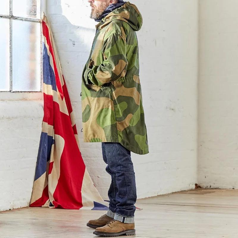 【24-Stunden-Versand】 Einreihiger Trenchcoat mit Camouflage-Muster und Kapuze für Herren 50959666Z