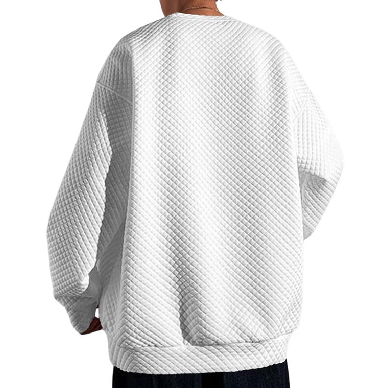 Men's Classic Crew Neck Waffle Long Sleeve Sweatshirt 32867439F