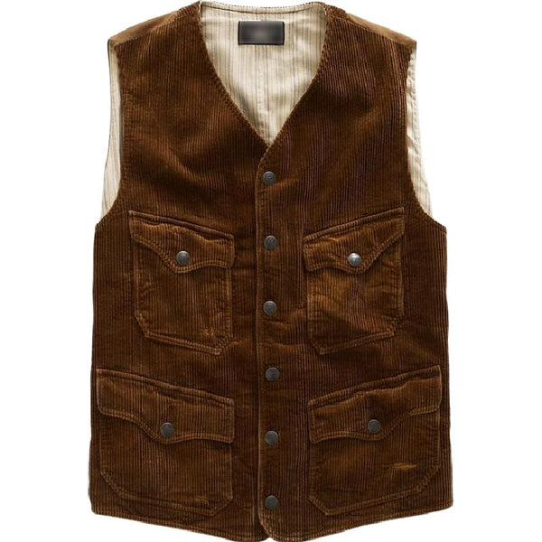 Men's Vintage Corduroy Multi-Pocket Vest 07584998F