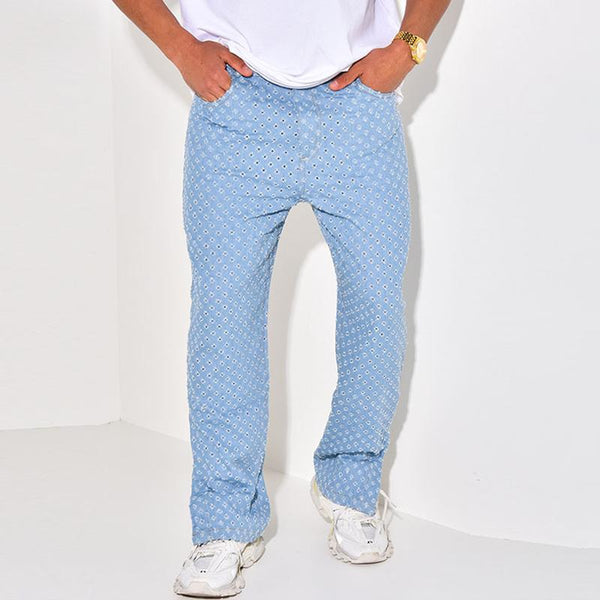 Men's Fashion Hollow Out Loose Fit Jeans 08005235Z