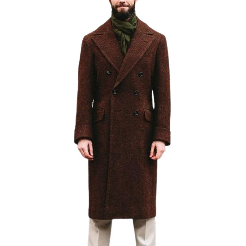 Men's Classic Vintage Slim Pocket Double Breasted KneeLength-Knee Wool Coat 55527408K