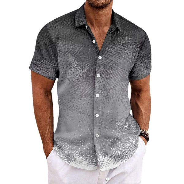Men's Gradient Print Lapel Short Sleeve Shirt 59454757Y