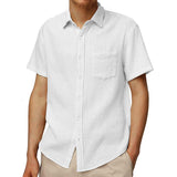 Mens Solid Lapel Breast Pocket Short Sleeve Casual Shirt 27615313Z