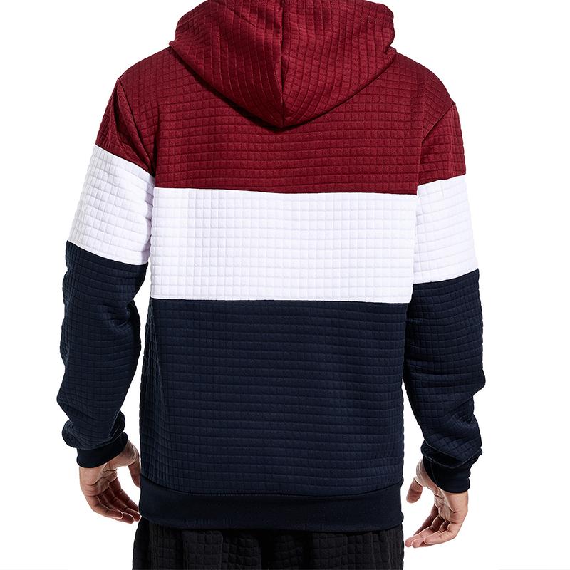 Men's Color Block Pocket Long Sleeve Casual Hoodie 14394300Z