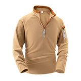 Men's Casual Solid Color Polar Fleece Zipper Stand Collar Long Sleeve Sweatshirt 81227859Y