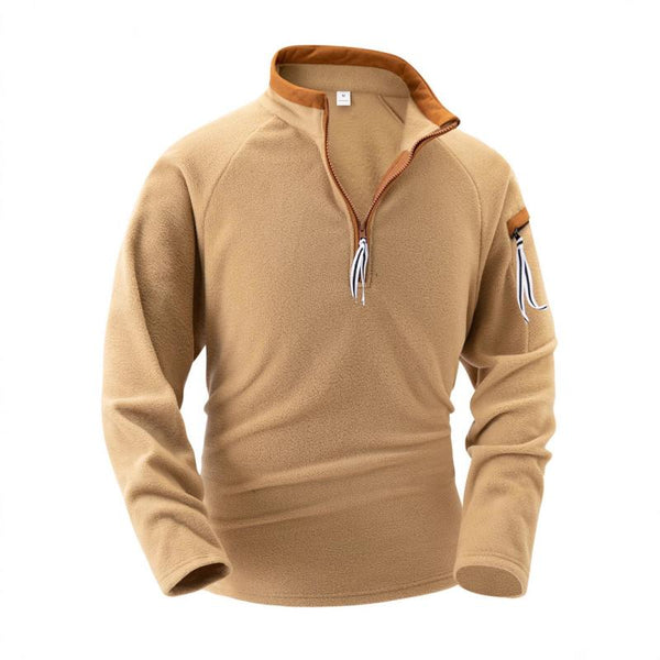 Men's Casual Solid Color Polar Fleece Zipper Stand Collar Long Sleeve Sweatshirt 81227859Y