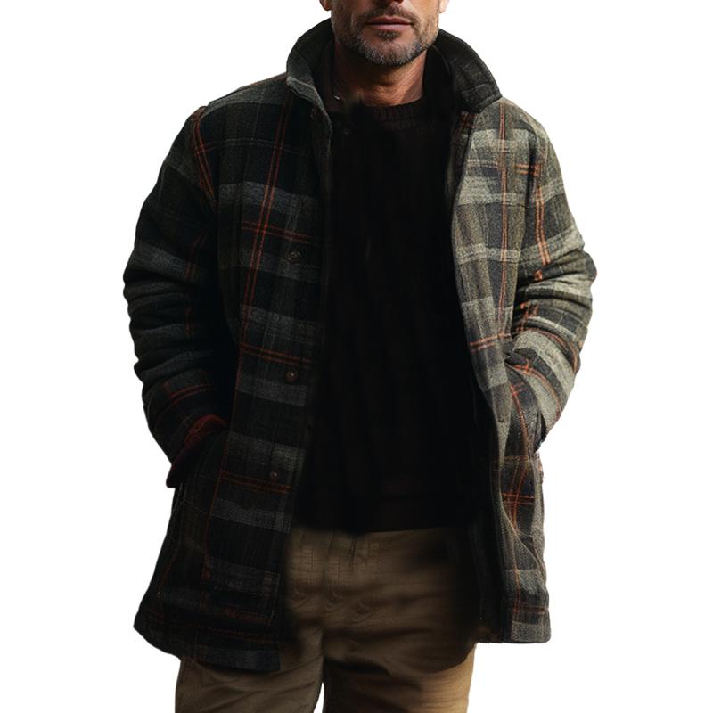 Men's Retro Plaid Mid-Length Coat 38277988U