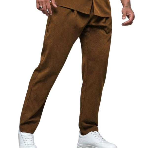 Men's Classic Retro Casual Light Suede Elastic Waist Casual Pants 41244251K