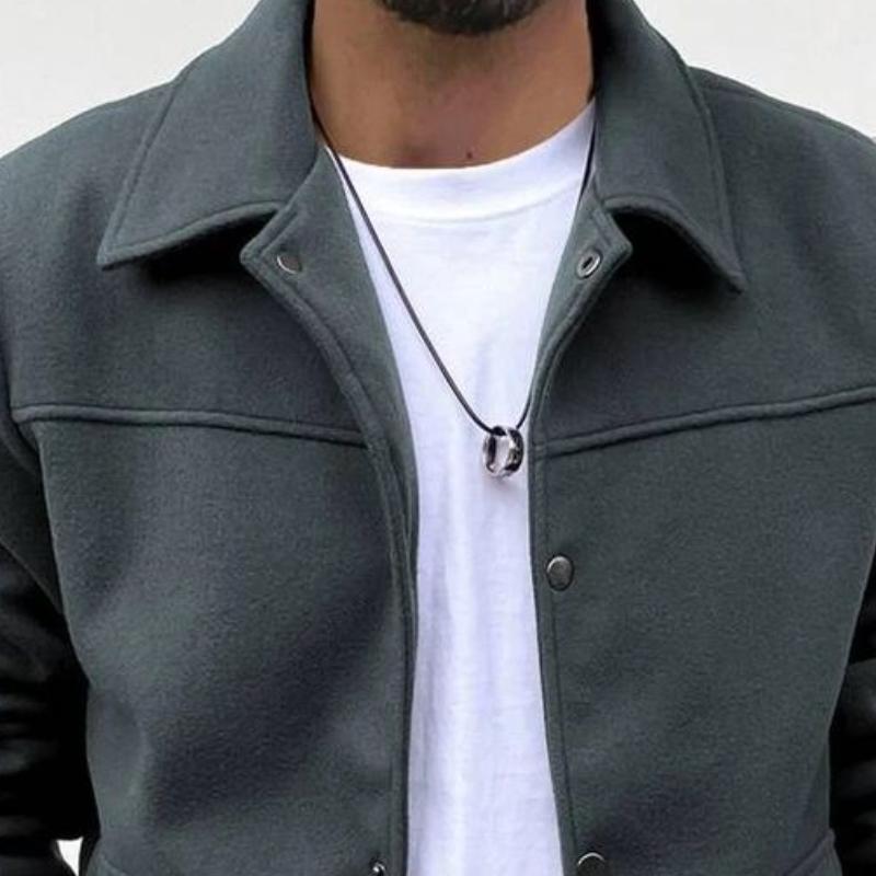 Men's Casual Wool Blend Lapel Single-breasted Loose Jacket 43221973M