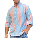 Men's Striped Lapel Long Sleeve Casual Shirt 30136926Z