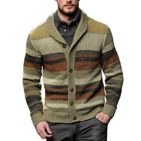 Men's Retro Casual Colorblock Knit Cardigan　05736787F