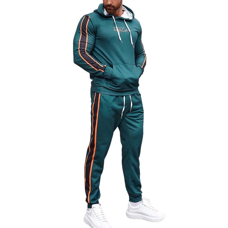 Men's Casual Hooded Long Sleeve Sweatshirt and Sweatpants Set 95487531K