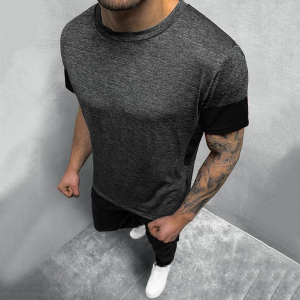 Men's Casual Retro Contrast Color Round Neck Short Sleeve T-shirt 55834054TO