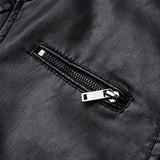 Men's Vintage Stand Collar Zipper Slim Fit Motorcycle Leather Jacket 29536672M