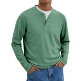 Men's Casual Solid Color Henley Collar Loose Sweatshirt 00751518M