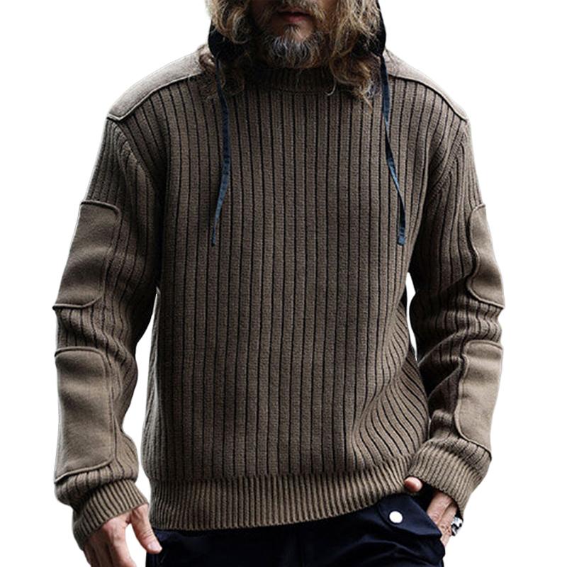 Men's Casual Retro Stitching Round Neck Pullover Sweater 31421132TO