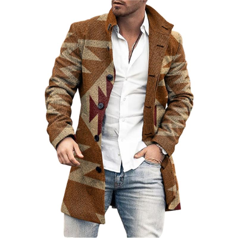 Men's Stand Collar Mid-length Woolen Coat 63034930F