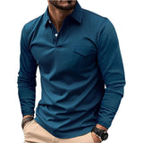 Men's Classic Long Sleeve Lapel Casual POLO Shirt 48604274F